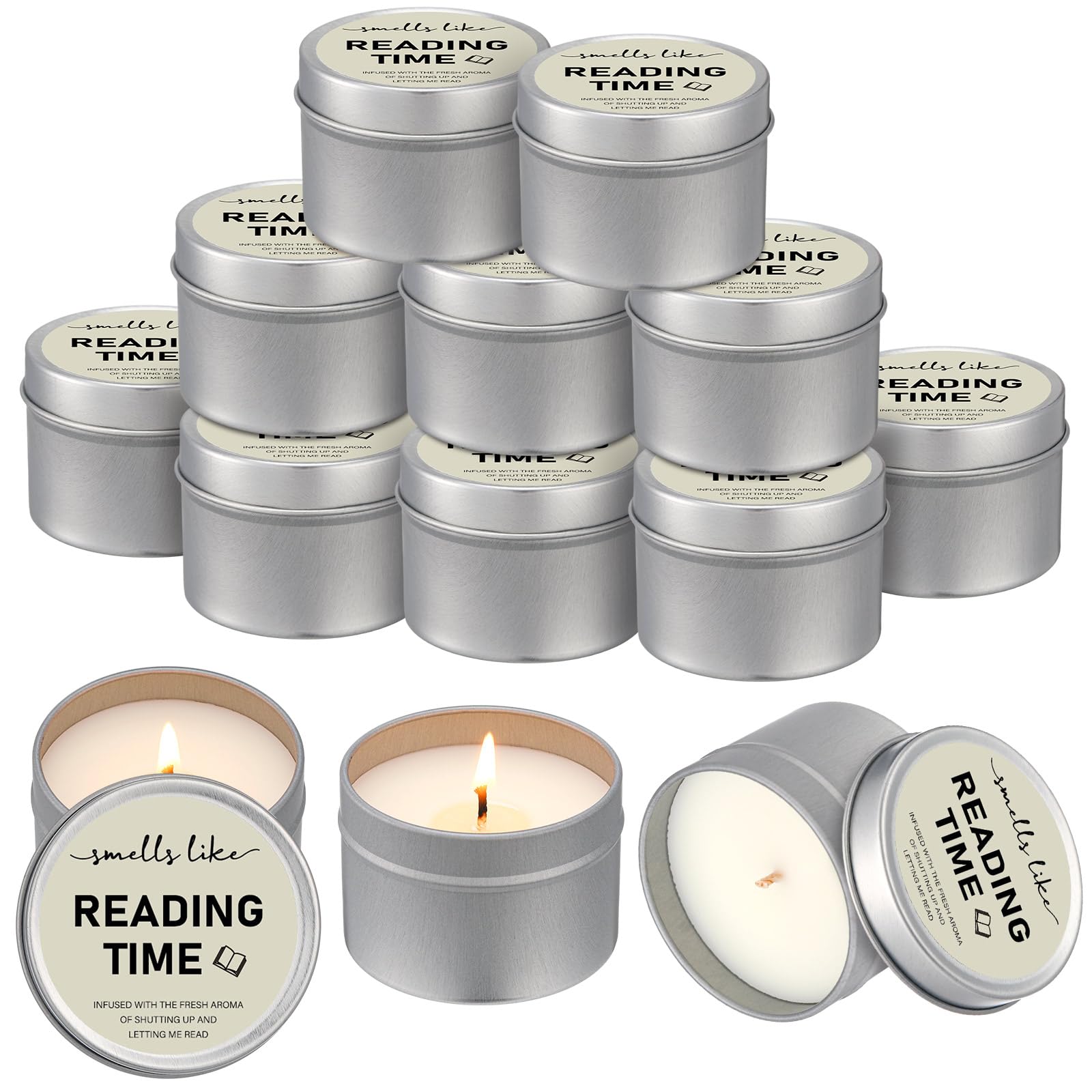 Nuanchu 8 Pcs Book Lover Candles Club Gifts 4 oz Scented Candle Reading Time Natural Soy Wax Candles for Book Lovers Librarian Bookish Club Gifts(