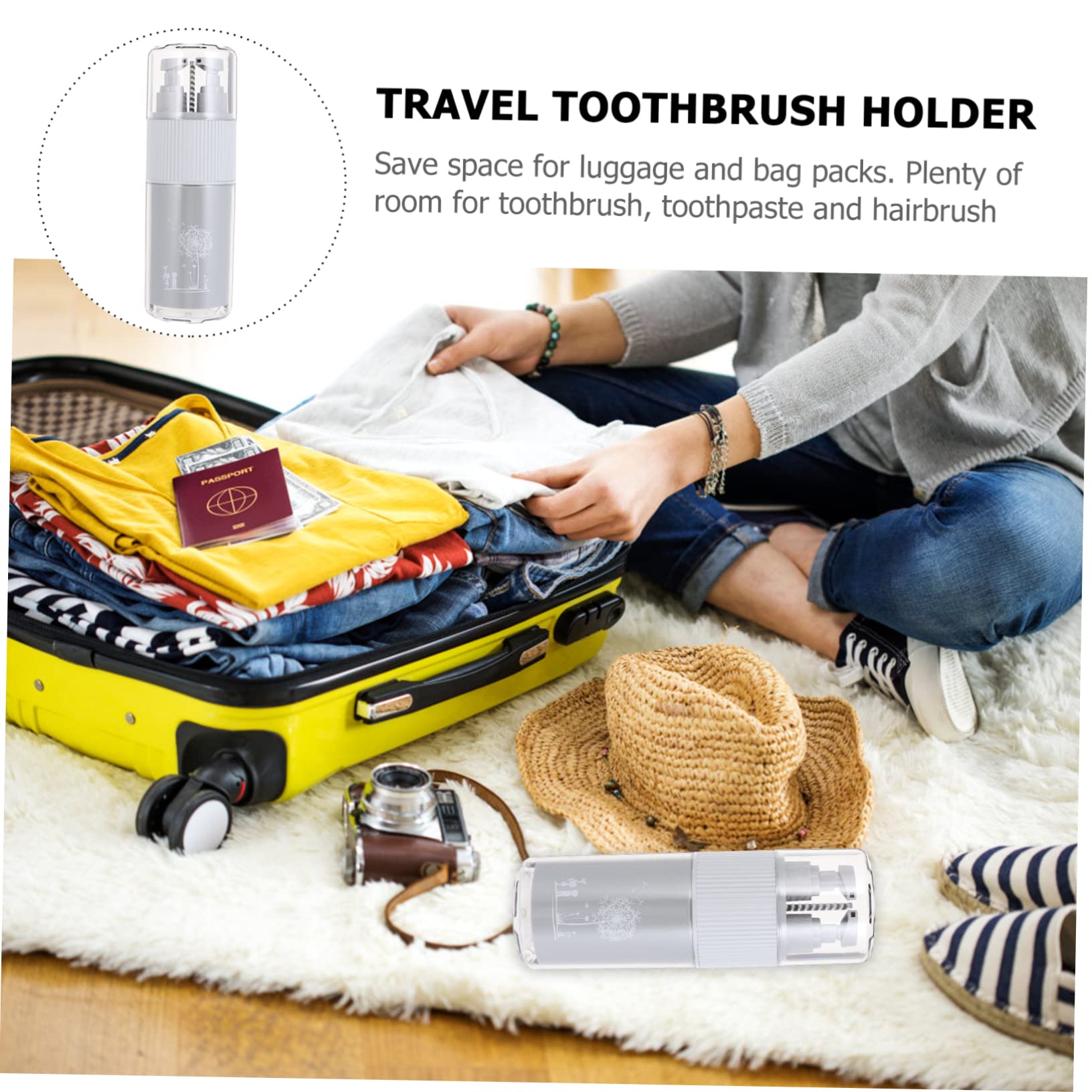 PACKOVE 2 Set Porta Spazzolino Portatile Con Tazza Risciacquo Dispenser Per Lozione Pratico Kit Viaggio Per Spazzolini Piccole Design Elegante Compatto 5 Pezzi*2