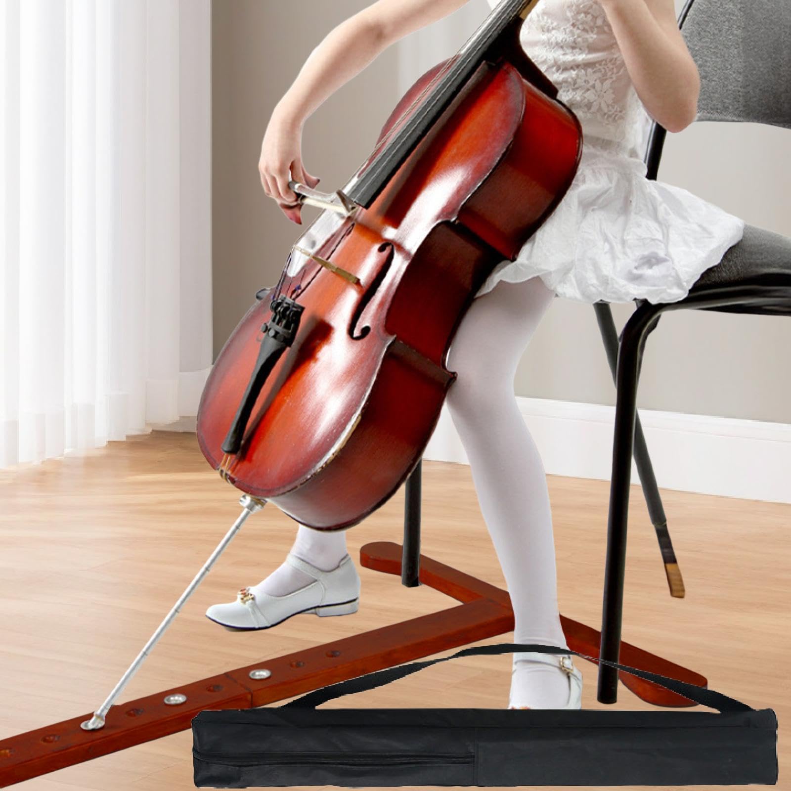 Fermo per Puntale Violoncello, Accessorio Portatile in Legno per Protezione Pavimento, Marrone Scuro