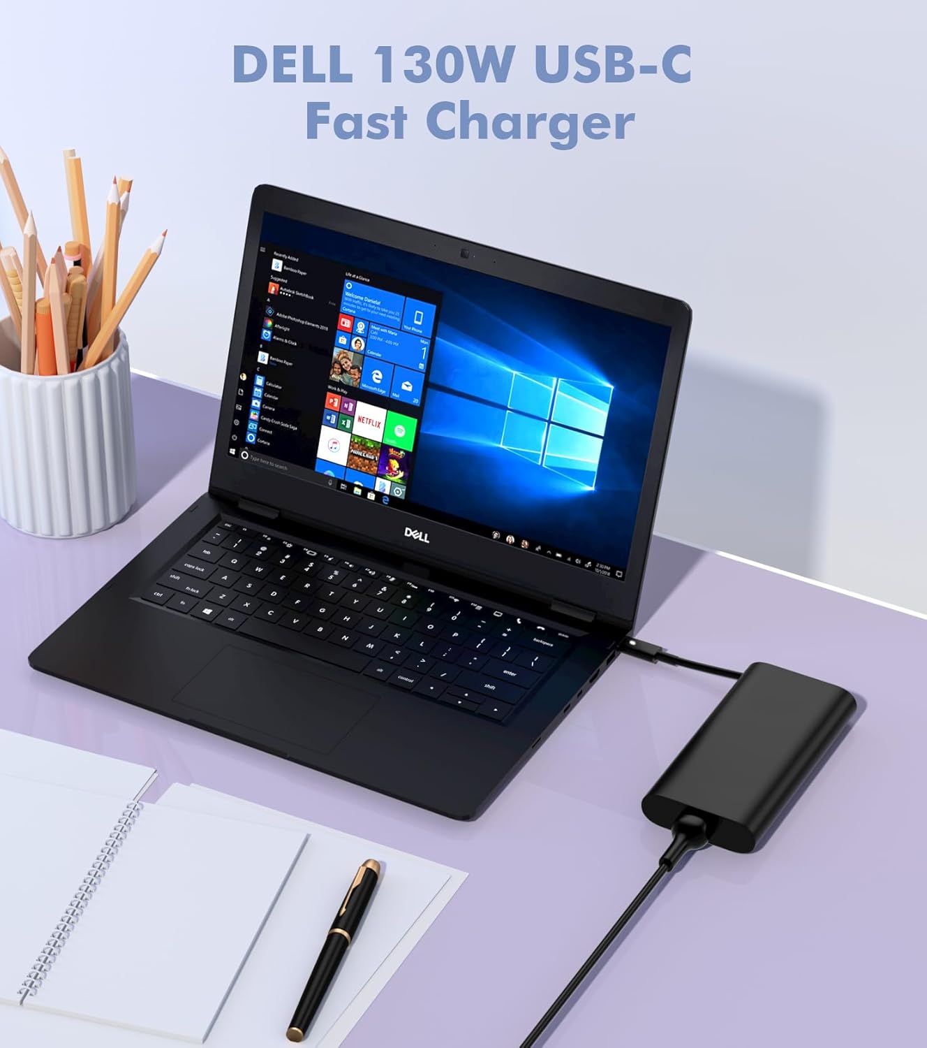 Slim Adapter Replacement for Dell 130W Laptop Charger USB C - XPS 15 17 7590 9500 9510 9700 Precision 3550 3560 3561 5510 5520 5540 5550 5560 5570 Latitude 7210 7310 7410 Type C Computer AC Power Cord