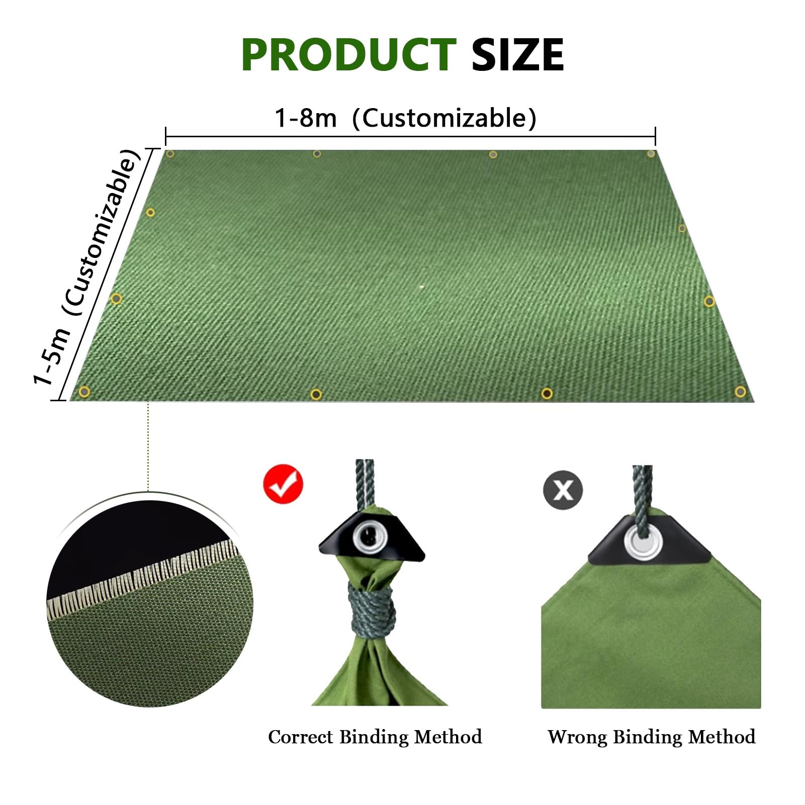 Telo Impermeabile Resistente 1x1.5m 1.2x1.5m 2x3m 3x4m 3x6m 4x6m Telo di Copertura in Tela Impermeabile al 100%, Telo di Fondo Pieghevole Tenda Antipioggia, Verde (Size : 1x3.5m)