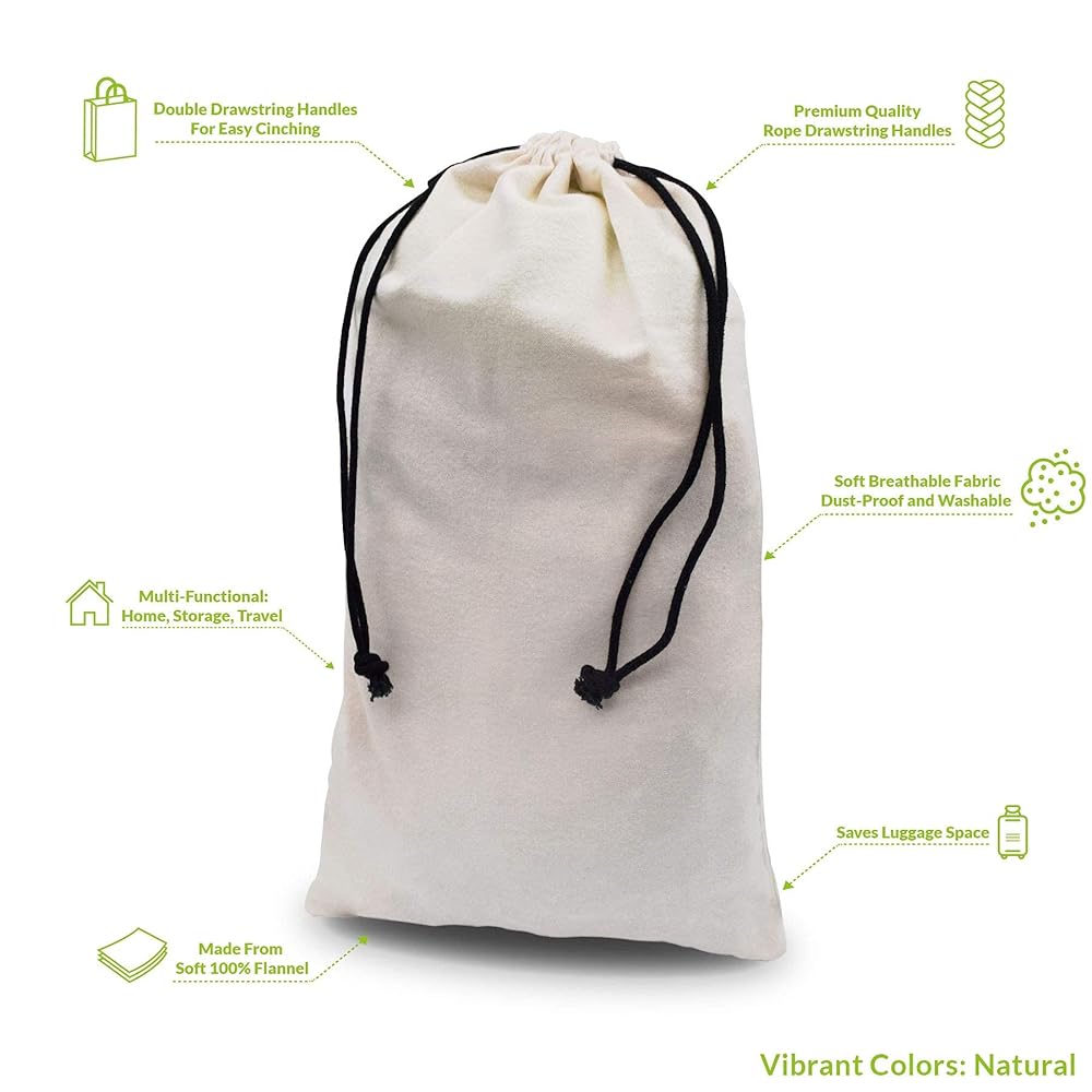 Amazon.com | ZENPAC Travel Shoe Bag, Beige Duster Flannel