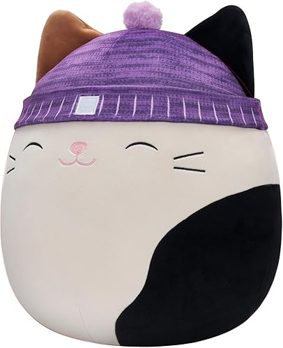 Miniatura 2 de Squishmallows Gato original de 14 pulgadas Cam Calicó con boina morado - Peluche oficial de Jazwares grande y ultrasuave