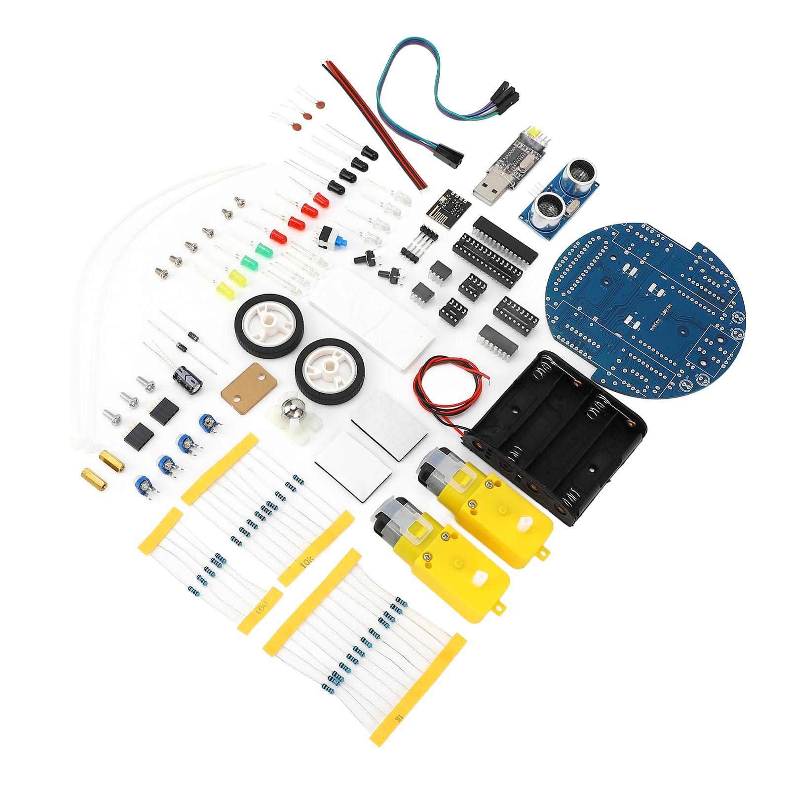 Kit de Coche Inteligente Robot DIY, Kit de Coche Inteligente MCU, Juguete Educativo con Cable de Salto, Juguetes de Construcción de Ingeniería Geniales para Adolescentes