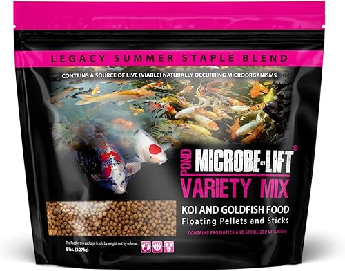 MICROBE-LIFT MLLVMLG - Mezcla variada de pellets y palitos flotantes para estanques, jardines acuáticos y fuentes, para peces vivos y koi, 5 libras