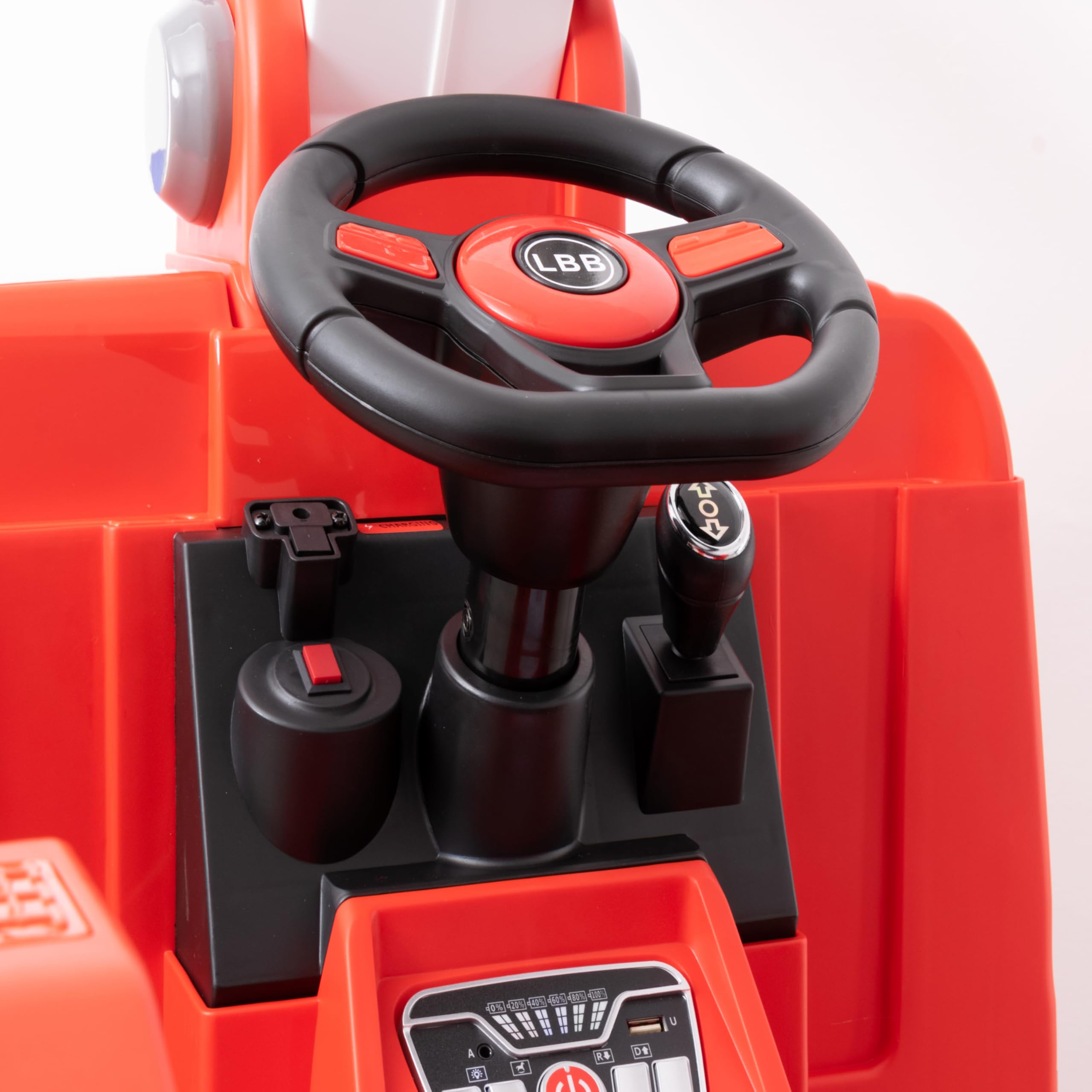 WITIT Camion Autocarro ELETTRICO dei Pompieri Pompiere Radiocomandato per Bambino Bambina Bambini XSDU-211 12V 10Ah Rosso 4 motori, bluetooth, USB, LED, telecomando, carico massimo 30 Kg
