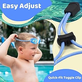 Vvinca Kids Swim Goggles with Bungee Strap No Leaking Anti Fog Toddler Goggles with Quick Adjust Ages 3-14