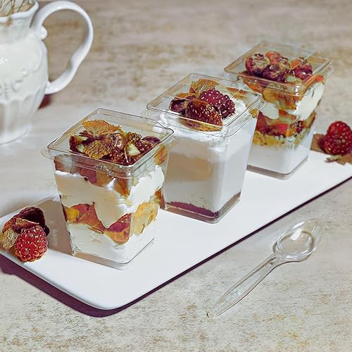 Miniatura 6 de Ro&ario Paquete de 50 tazas de postre de 5 onzas con tapas, tazas de parfait con tapas, tazas de frutas con tapa, tazas de aperitivo para fiesta,