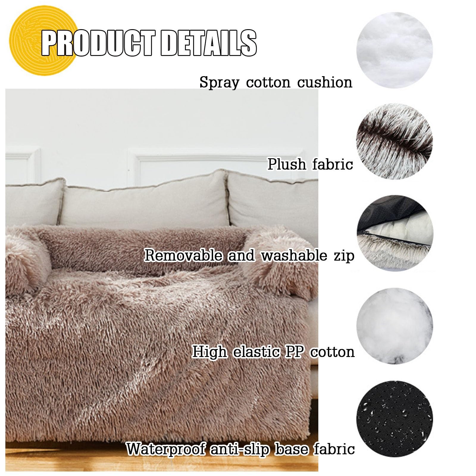 legowisko dla psa, Ortopedyczna, miękka, pluszowa poduszka uspokajająca dla psa, dużych i średnich psów, zmywalna, zdejmowana(Dark Gray,XL)