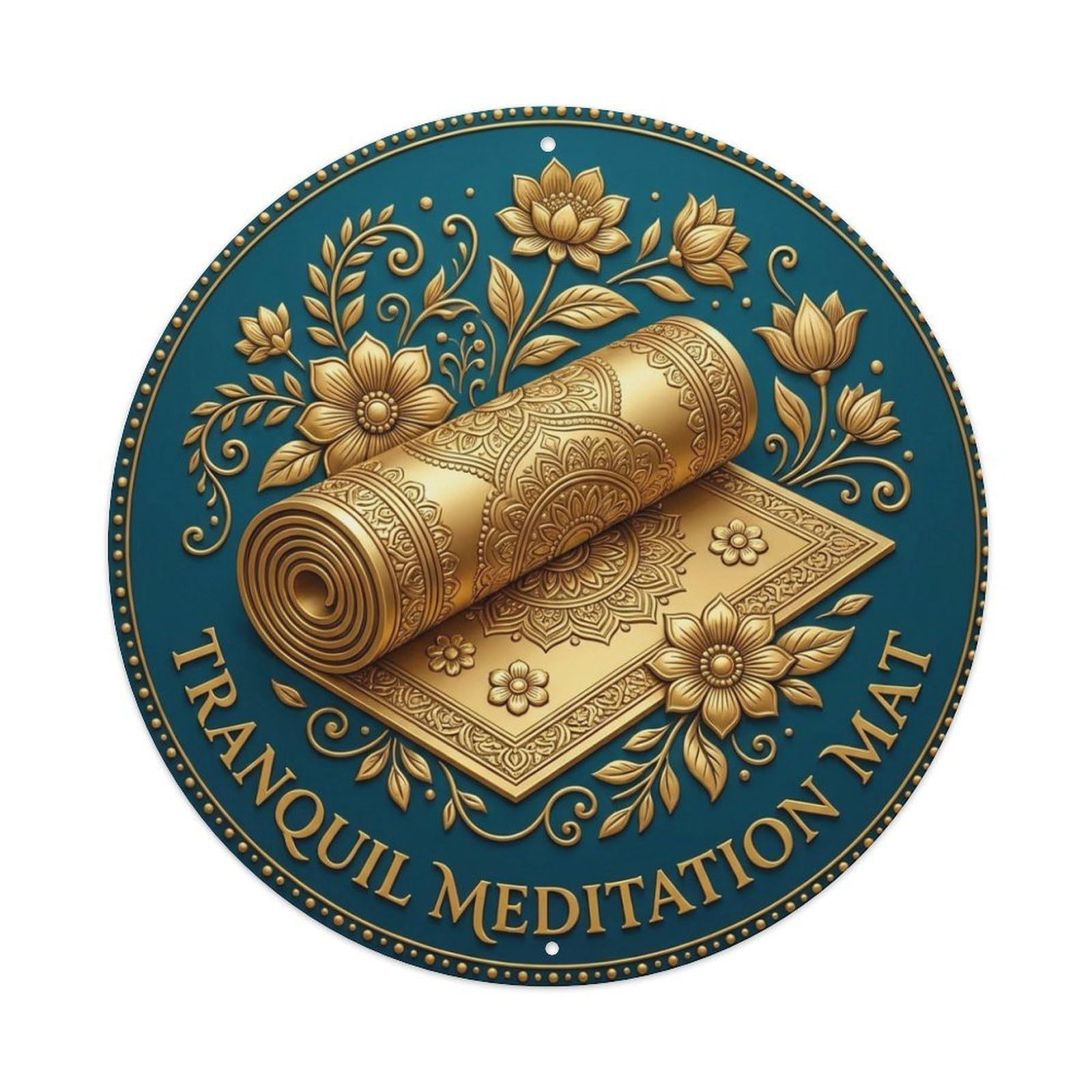 Vintage Tranquil Meditation Mat Flower Zen Yoga Metal Tin Sign
