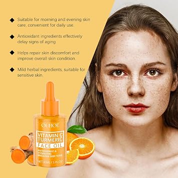 Turmeric Oil for Face Body, Natural Skin Brightening Serum for Dark Spots, Faced Repair Cleanses Skin, Evens Tone, Minimizes Pores - Moisturizing Nourishing for All Skin (4PCS)