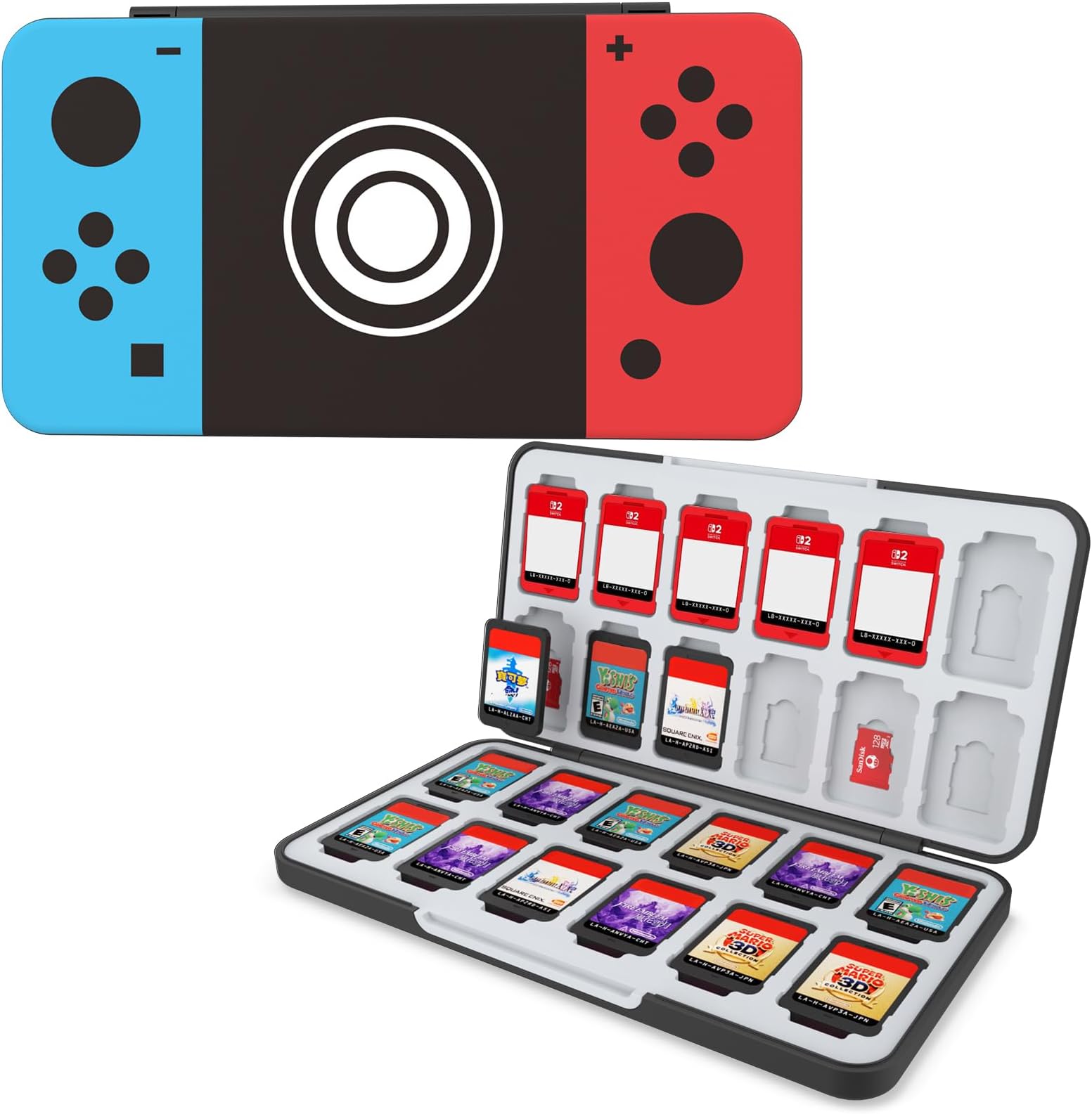 - HEIYING Switch Game Card Case for Nintendo Switch / Switch 2(2025),Custom Pattern Memory Storage Holder with 24 Game Card Slots and 24 Micro SD Cards Slots