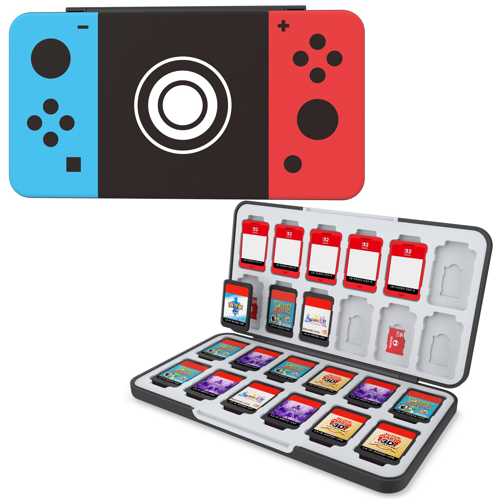 HEIYING Switch Game Card Case for Nintendo Switch / Switch 2(2025),Custom Pattern Memory Storage Holder with 24 Game Card Slots and 24 Micro SD Cards Slots