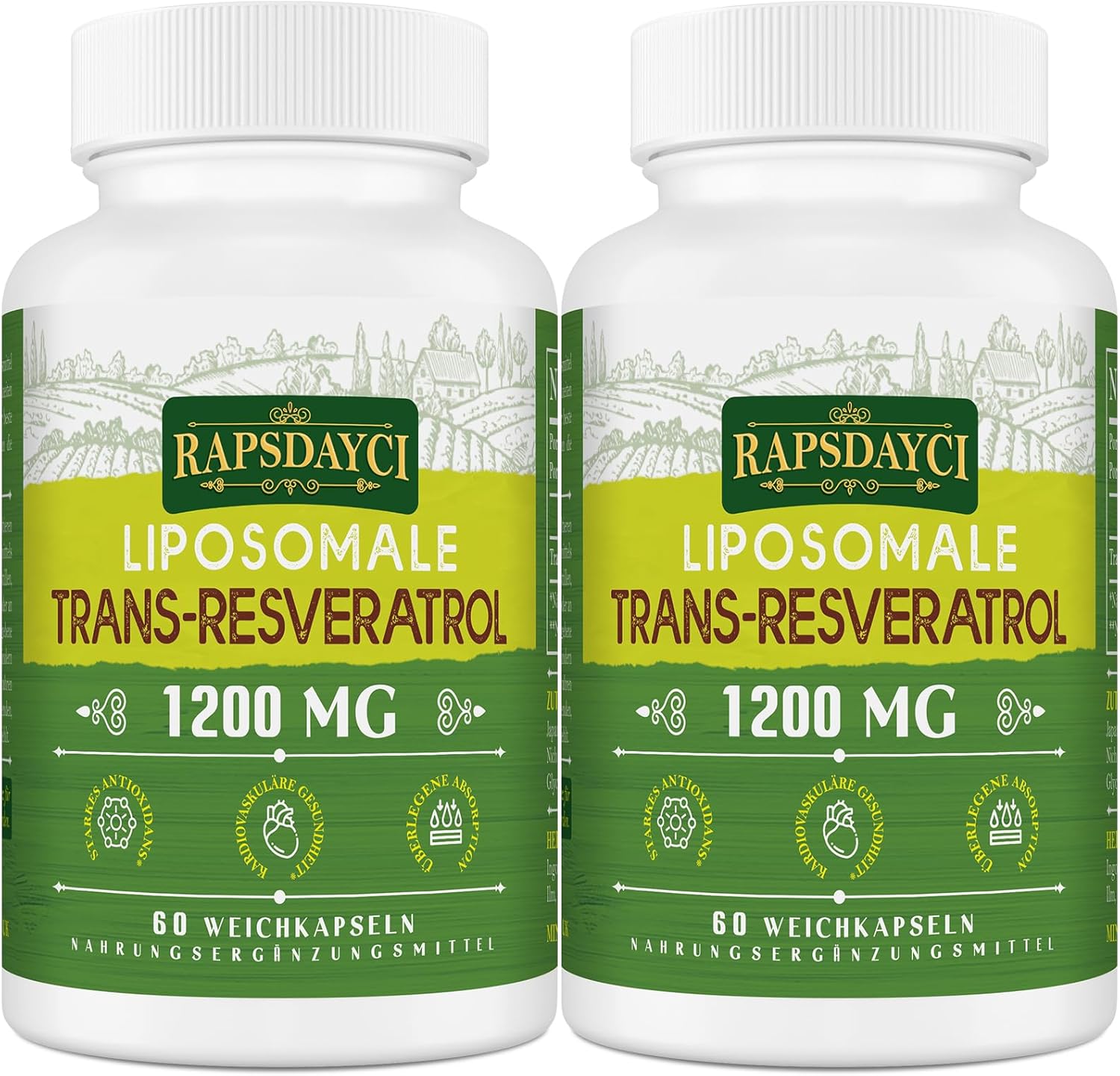 1200 mg liposomal transresveratrol, high dose, pure formula with 98