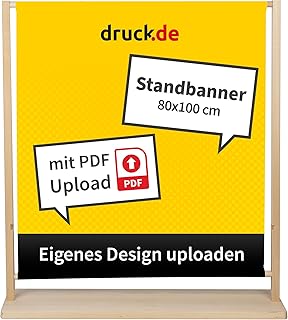 Holz Messedisplay – Standbanner aus Lindenholz – Individuell gestaltbares Banner Display – Displaystoff – Mobiles Werbedisplay - Roll-up (80 x 100 cm)