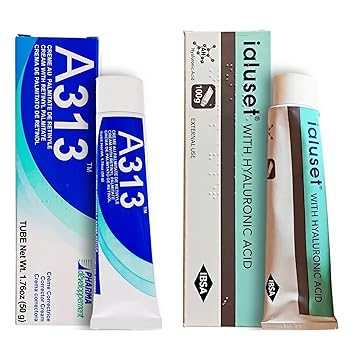 مجموعة كريم الريتينول A313 + كريم حمض الهيالورونيك من Ialuset مجموعة كريم الليل للعناية بالبشرة من French Pharmacy Duo Vitamin A & HA