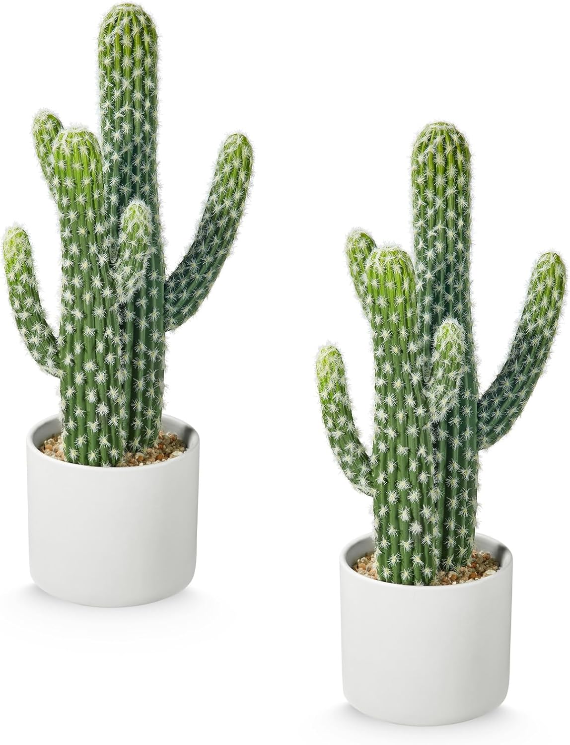 Artificial Cactus Small Fake Succulents Ceramic Plant for Home, Office, Kitchen, Living Room, Desk, Shelf, and Indoor Dec- 2packs