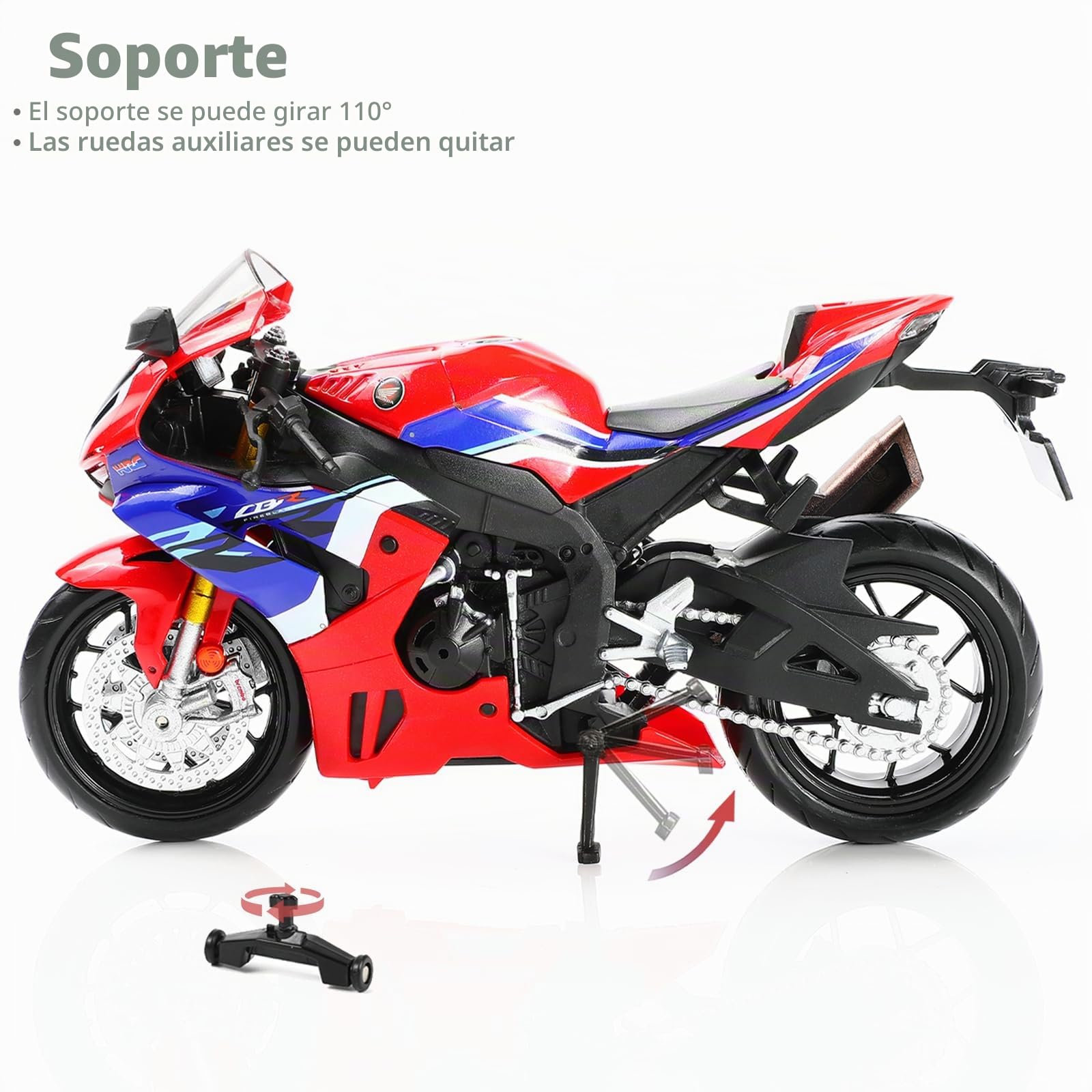 1/12 1000R Motocicleta Modelo Juguete Mini Metal Diecast Motocicleta Modelo Rojo Motocicleta Modelo Juguete Deporte Motocicleta Racing Modelo Colección Regalo para Hombres Kid (CBR 1000RR)