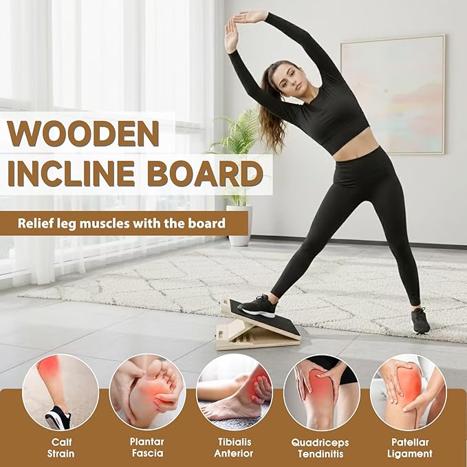 Tabla Inclinada de Madera de 5 Niveles para Estiramiento de Pantorrillas miniatura 6