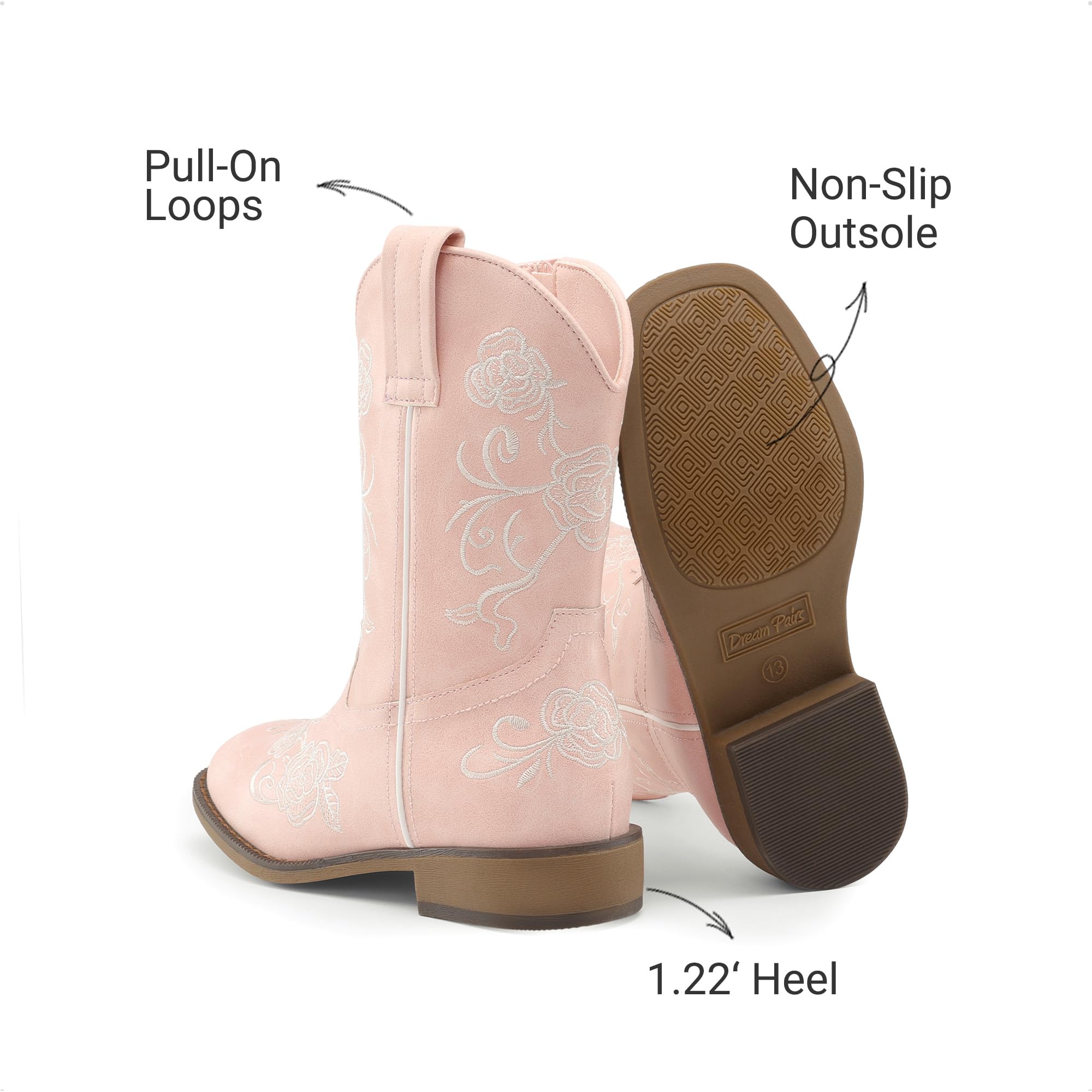 DREAM PAIRS Botas de combate de equitación para niña con pantorrilla media