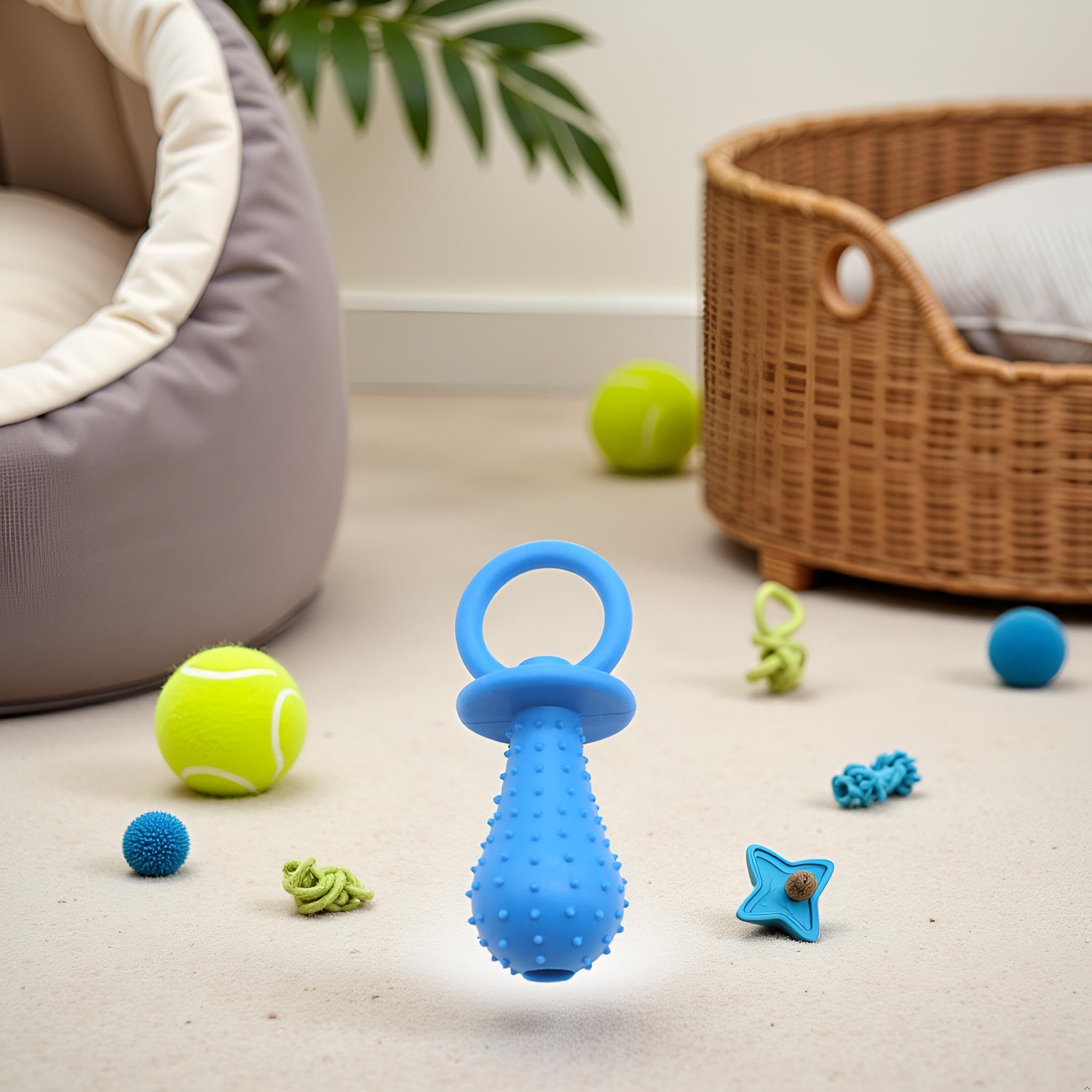 Chupete azul para perro, juguetes para masticar, mini chupete de goma resistente a las mordeduras, juguete de entrenamiento para masticar molar, juguetes de entrenamiento para mascotas, cachorros,