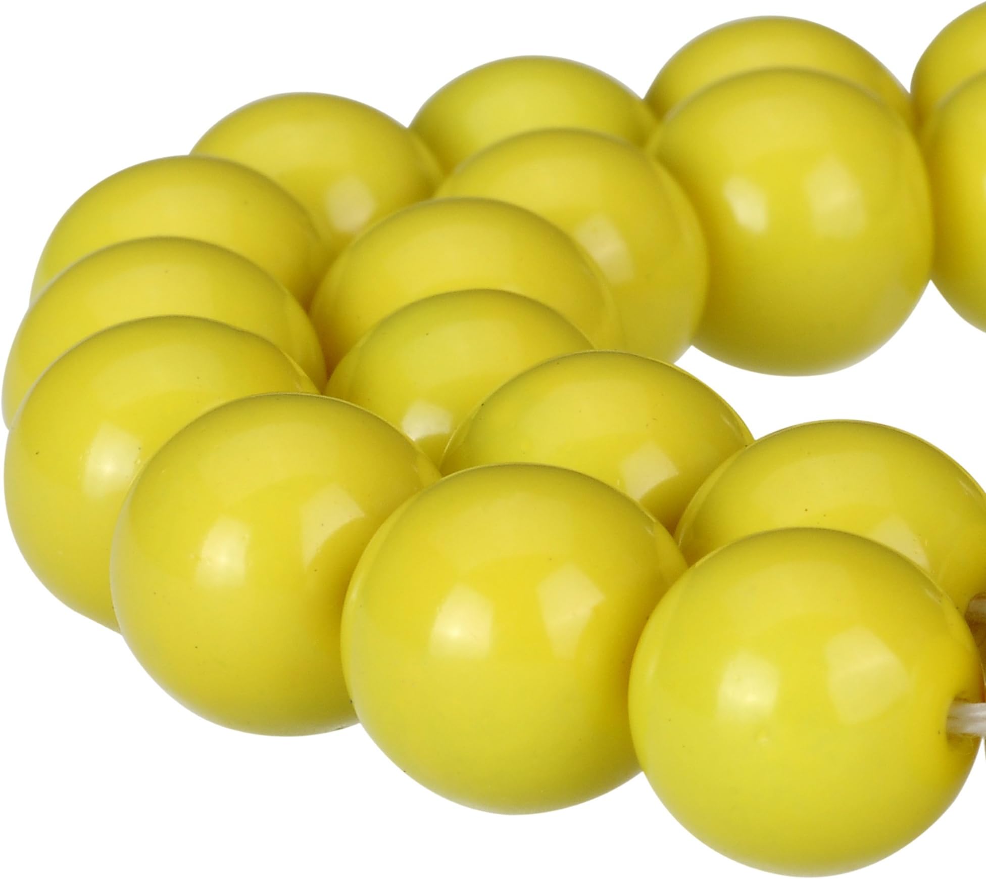 RUBYCA Round Opaque Painted Druk Czech Glass Beads Bulk Jewelry Making Supplies Strand (Yellow, 12mm)