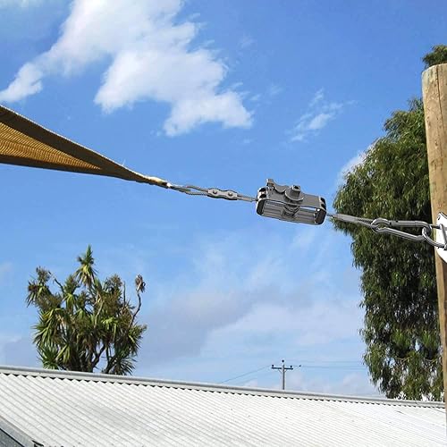 Miniatura 5 de Patio Kit de accesorios de cuerda de alambre de tensión para parasol rectangular, instalación de vela, almohadilla de cabrestante, ojo, cable de