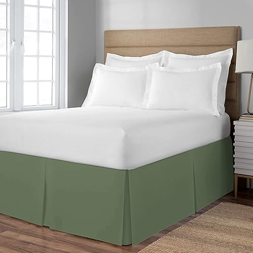 Miniatura 2 de Falda de cama  Falda de cama plisada 100% algodón egipcio de 800 hilos  Fácil ajuste con falda de cama a medida de 16 pulgadas  Tamaño individual
