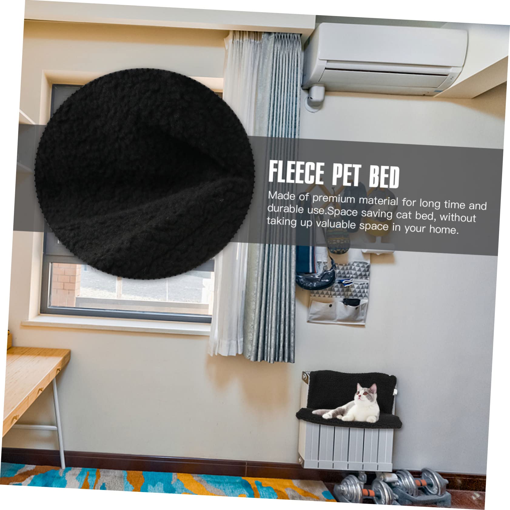 Hamac Facile à Nettoyer pour Radiateur Chat en Tissu Polyester et Lin Cadre en Métal Noir en Hiver pour Chat et Chaton