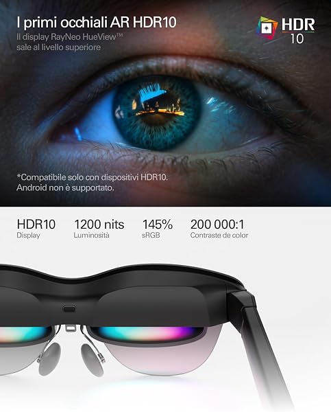 RayNeo Air 4 PRO Occhiali AR/XR, Display HDR10, Chip Vision 4000, Cinema Virtuale 201 Pollici, Audio di Bang & Olufsen, 3D per Film e Giochi per iPhone 17,16,15/Android/Switch 2/Mac/Steam Deck/PS4/5 - 2