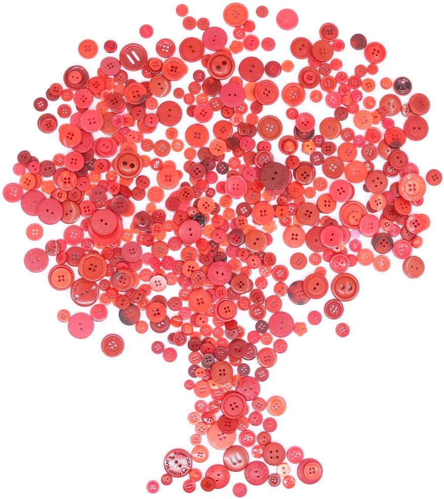Rustark 650Pcs Resin Buttons Favorite Findings Basic Buttons 2 and 4 Holes Craft Buttons for Arts, DIY Crafts, Decoration, Sewing - Sizes Range from 0.28 to 1.18 Inch (Deep Red)