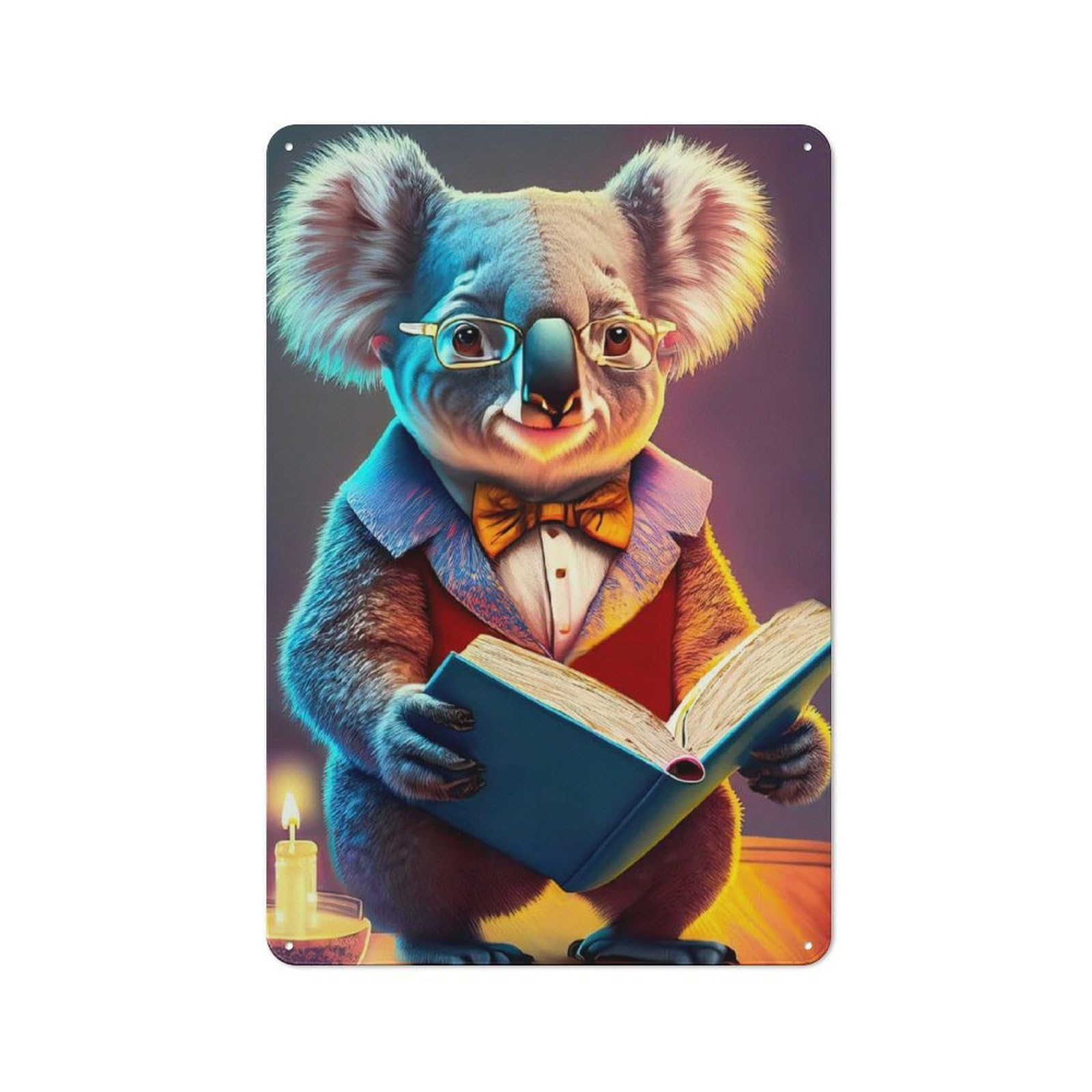 Junmoney Professor Koala Vintage Tin Sign 30X20cm With For Living Room Or Hallway, For Living Room Decor Lovers