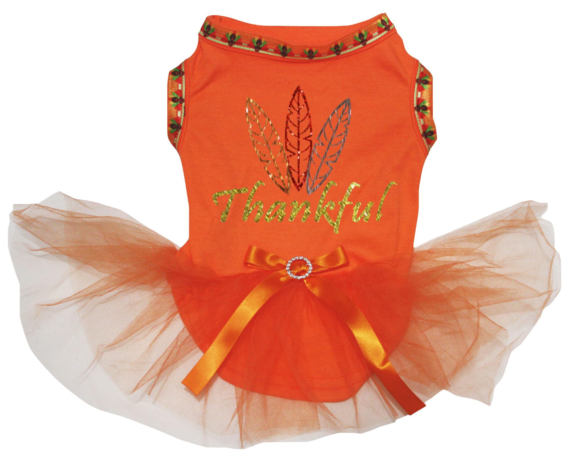 Robe pour chiot orange Feathers Thankful taille S pour protéger du froid