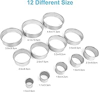 Vista 2 de 12 Pcs Donut Hole Cookie Biscuit Cutter Set for Baking, Graduated Doughnut Round Cookie Cutters, Metal Scone Circle Cookie Cutters for Frying