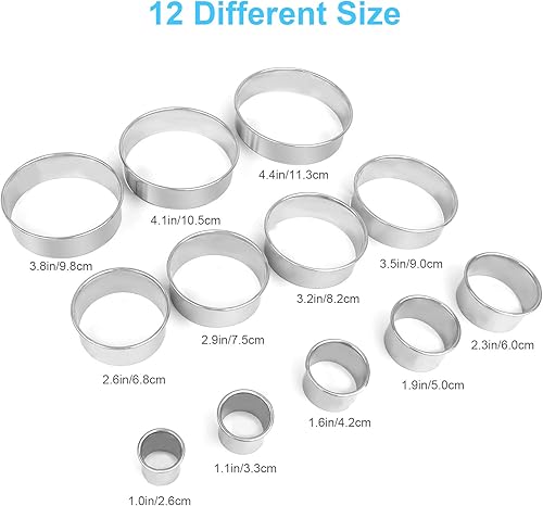 Miniatura 2 de 12 Pcs Donut Hole Cookie Biscuit Cutter Set for Baking, Graduated Doughnut Round Cookie Cutters, Metal Scone Circle Cookie Cutters for Frying,