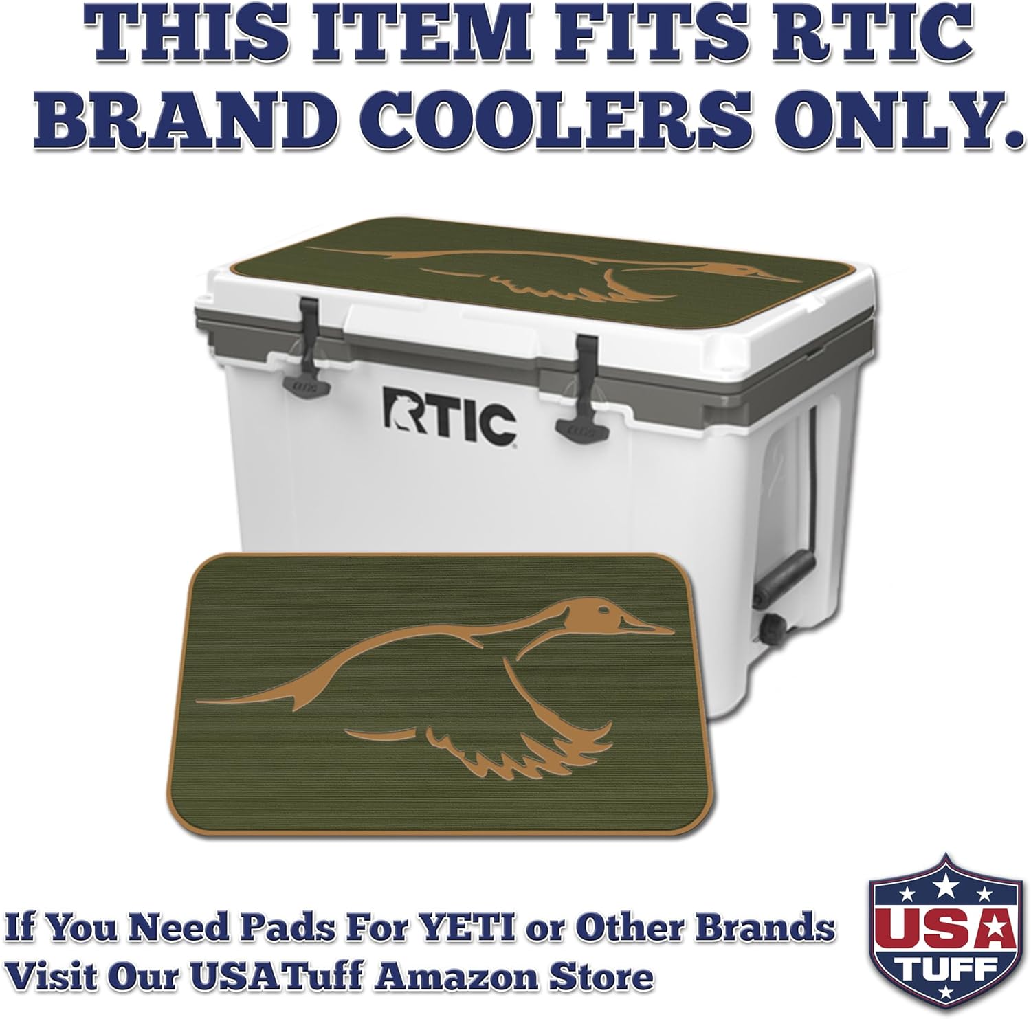 USATuff SeaDek EVA Mat Cooler Pad fits RTIC | Peel & Stick Application | Non Slip Comfort Accessories - Duck Solo Hunting Design (OliveGreen-Mocha)