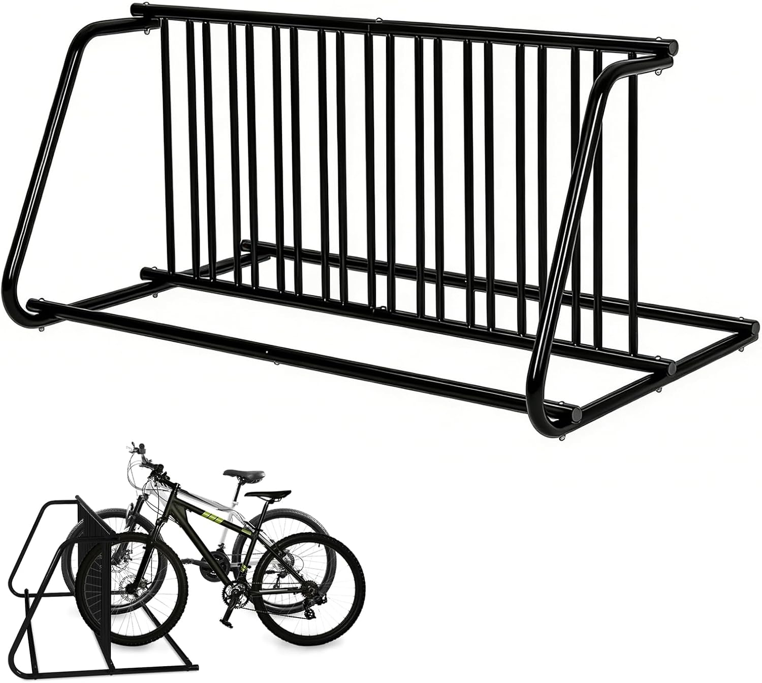 Floor Bike Rack, Single-Sided Parking Stand for 10 Bicycles, 122" Length, Heavy Duty Metal Floor Bike Stand for Garages, Streets, Yards and Bike Events