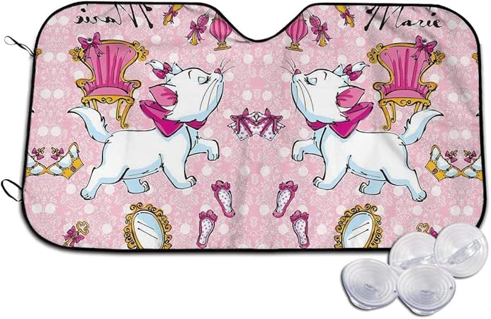 Amazon サンシェード ディズニー マリー イラスト 車用 日除け 車ガラス用 フロント紫外線 日差 遮光 断熱 吸盤4個付 簡単取付 収納 ベビー マタニティ ベビー マタニティ 通販