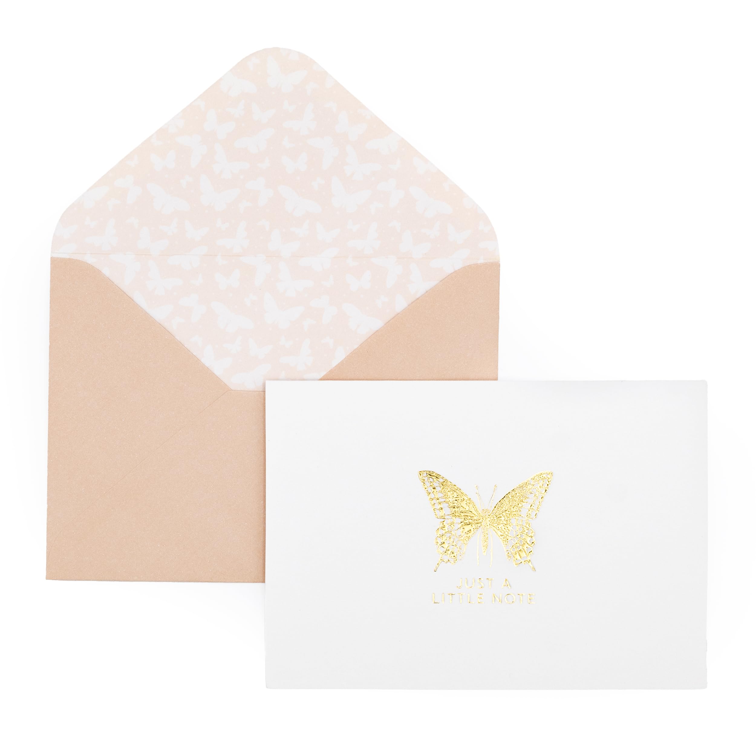 Just A Little Note Butterfly Notecards | Set of 12 Boxed Cards & Envelopes | Gold Foil Embossed Design | Blank Inside | Thank You, Invitations & Everyday Notes | Stationery Gift Set