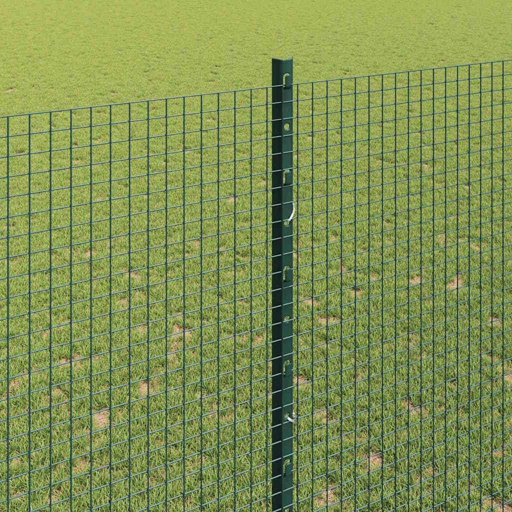 Valla verde con postes, acero recubierto de polvo y PVC, 2500 x 150 cm, resistente a la intemperie, valla de jardín, protección visual, doble varilla de metal para terraza, parcela, recinto