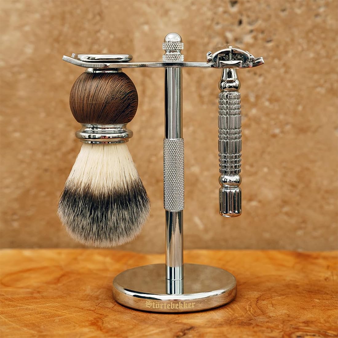 Störtebekker® Premium stojak do golenia – z maszynką do golenia, pędzlem do golenia, miską do golenia i mydłem do golenia Sea Breeze – wysokiej jakości zestaw do golenia/pielęgnacji brody – 8 zapachów