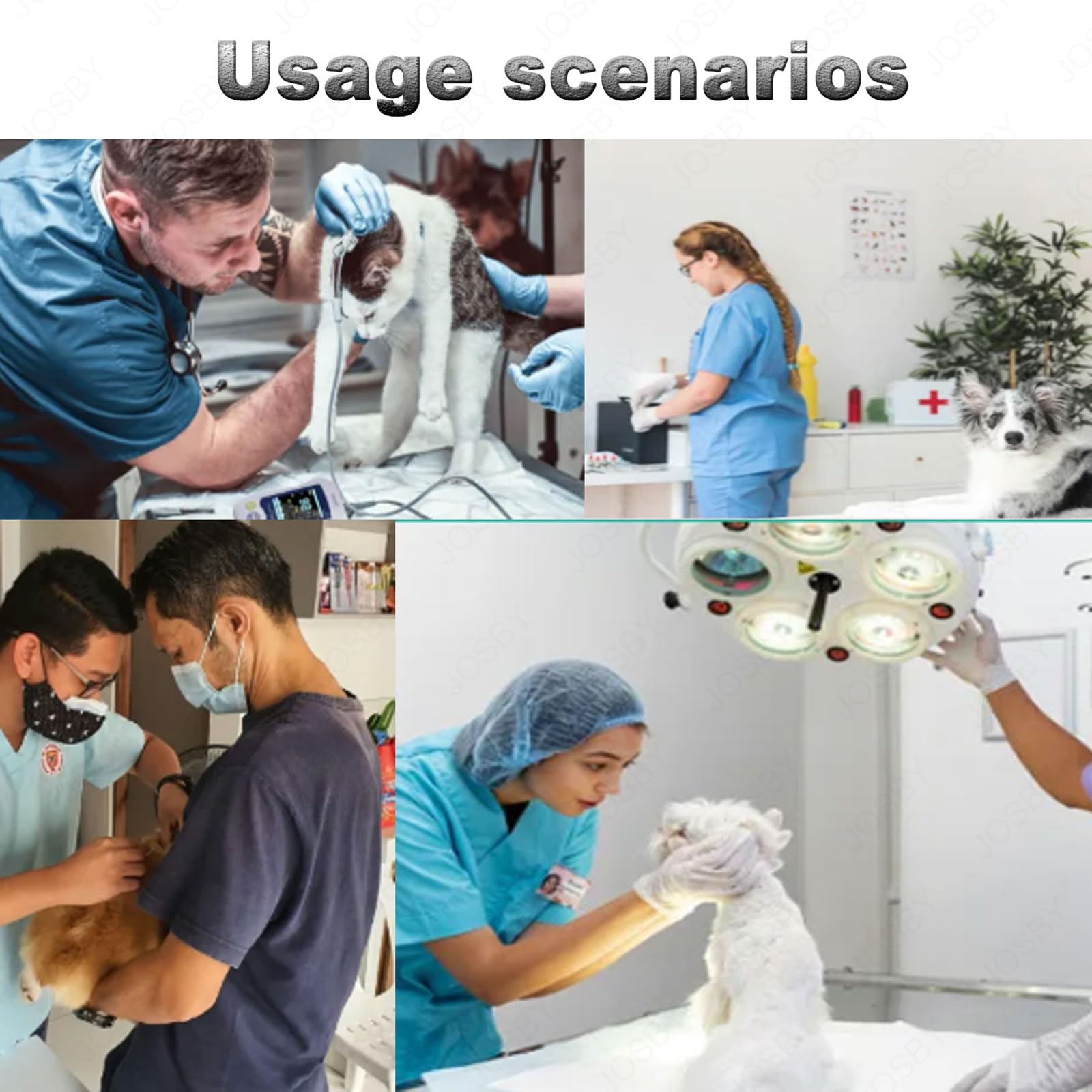 JOSBY Ossimetro Veterinario Portatile, 30 BPM~250 BPM Monitor della frequenza cardiaca degli Animali, con sonda e Cavo USB, sensore SPO2 Orecchio/Lingua, per Famiglia, Ospedale per Animali Domestici