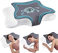 Vista 24 de Almohada cervical para el cuello para aliviar el dolor de dormir, almohadas de espuma viscoelástica de contorno, almohadas ergonómicas para dormir