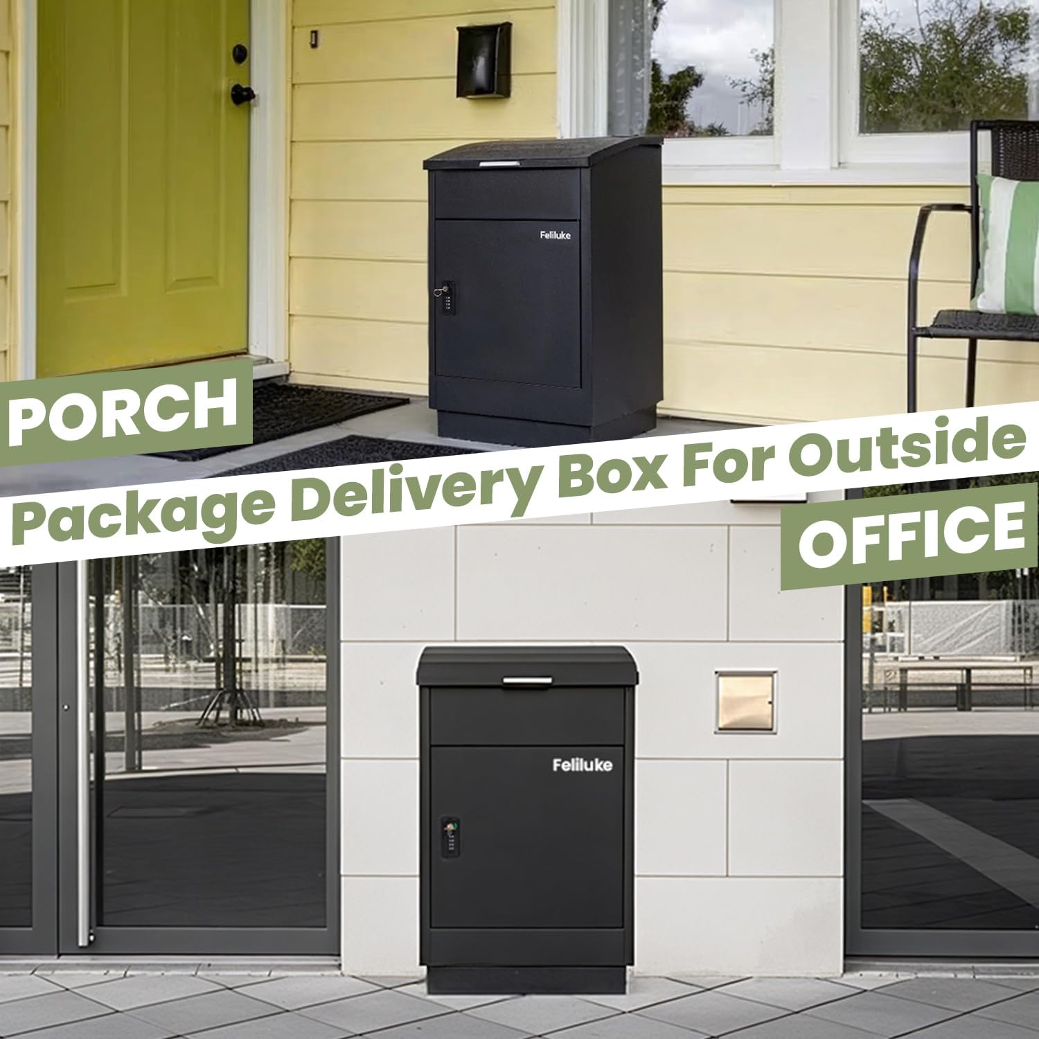 Large Outdoor Package Delivery Box, Heavy-Duty Metal Parcel Drop Box, Waterproof & Anti-Theft, Secure Lockable Mailbox for Porch, Curbside & Business Use