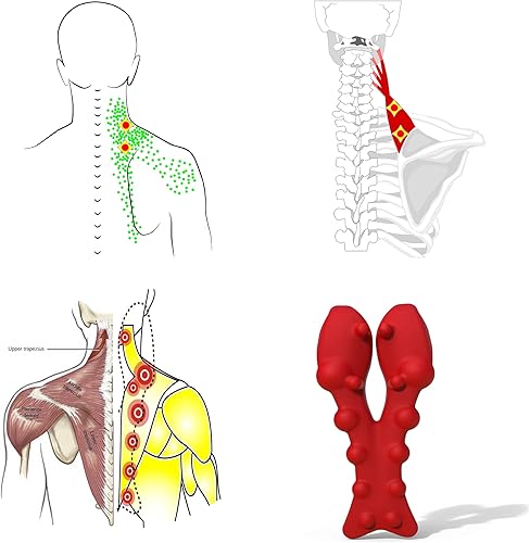Miniatura 4 de Masajeador de punto gatillo trapecio, liberación miofásica dolor de cuello y hombro, herramienta de liberación suboccipital, corrector de postura,