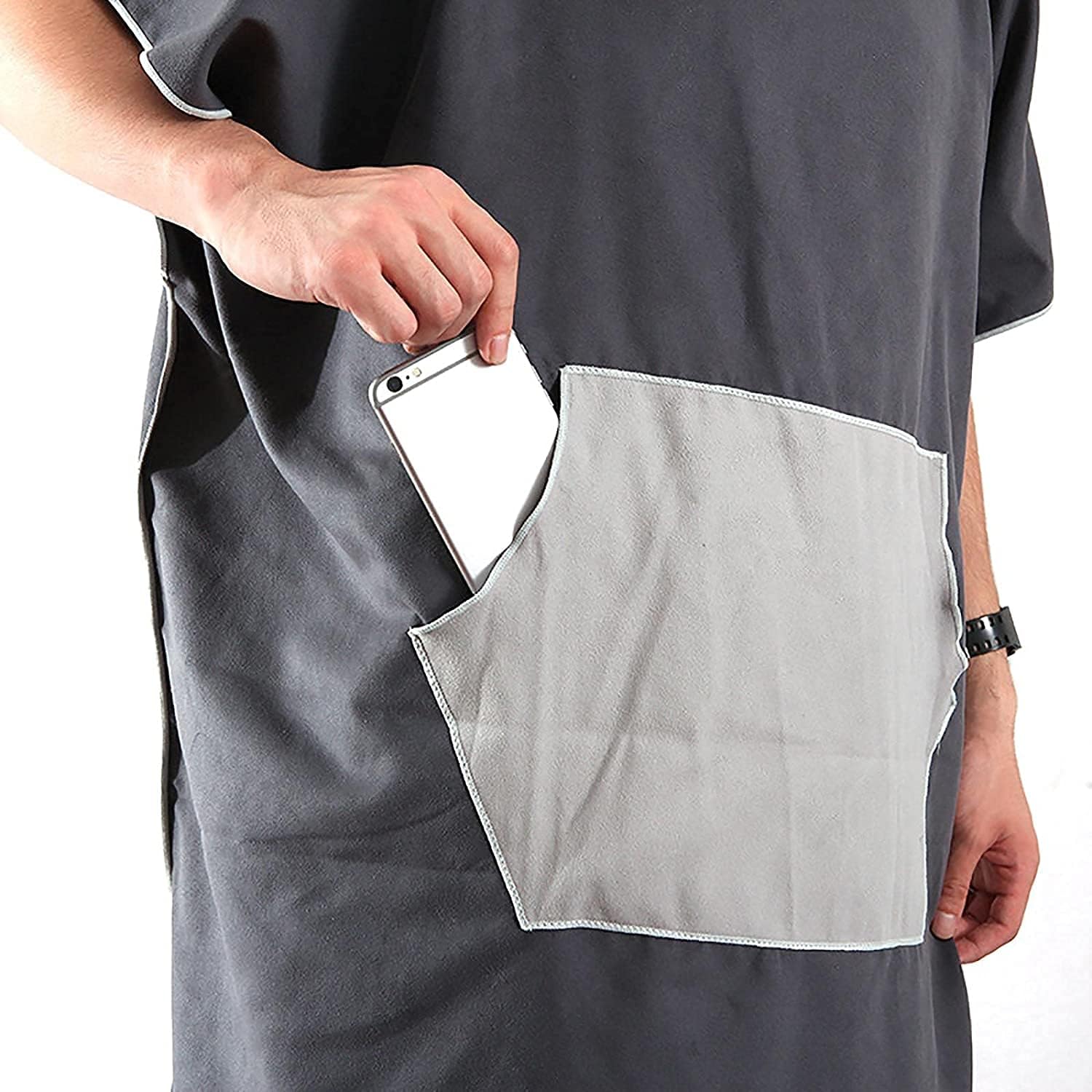 Beach Towels Sports Towel Changing Robe Towel Poncho Surf for Beach Swimming Quick Dry Towel with Hood and Storage Bag for Men and Women Portable Change Clothes 811(Color:Pink)