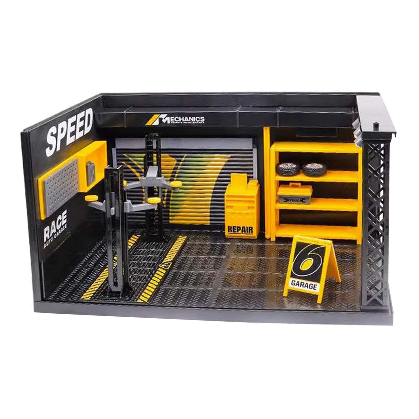 Modelo de Diorama de Garaje de Coche 1:24, Modelo de Taller de reparación de Bricolaje, Modelo de Escena de Taller de Coche de Escenario de simulación, Sin Tablero