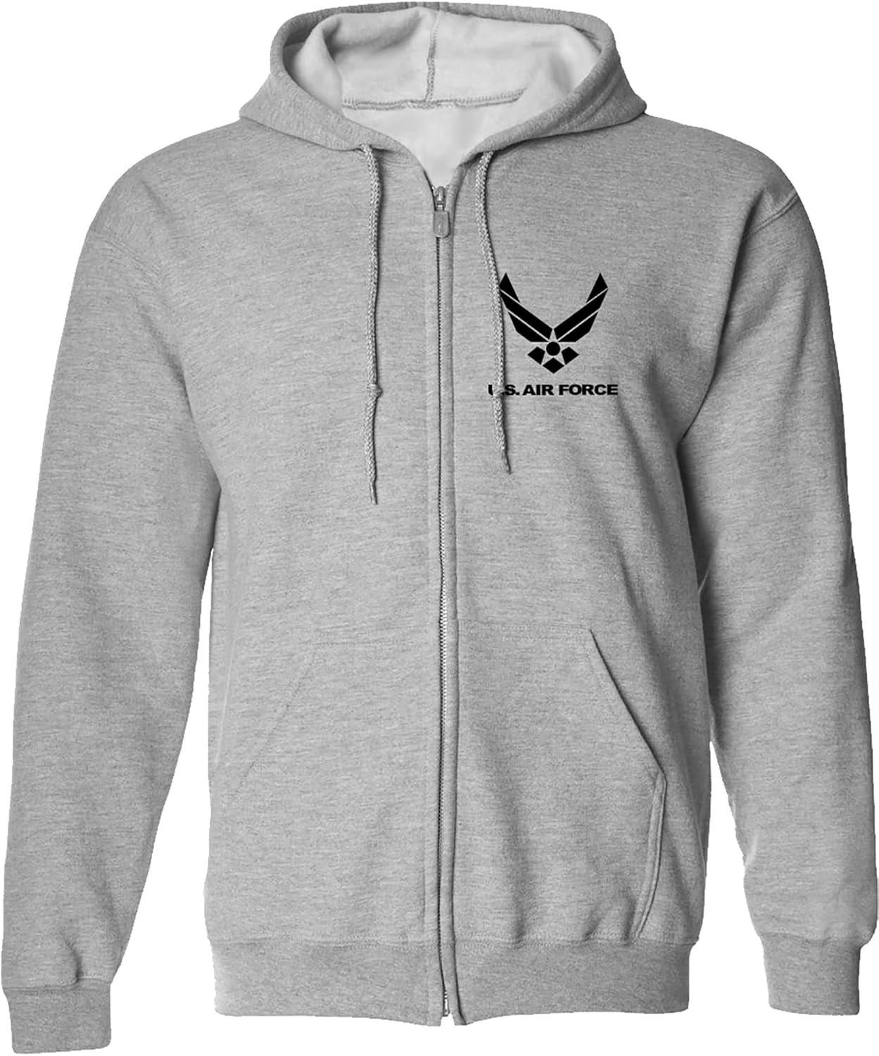 zerogravitee Air Force Left Chest Full-Zip Hooded Sweatshirt in Gray