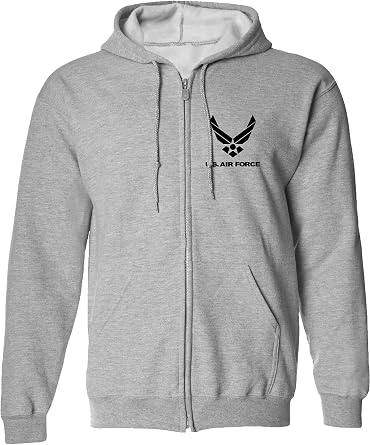 zerogravitee Air Force Left Chest Full-Zip Hooded Sweatshirt in Gray