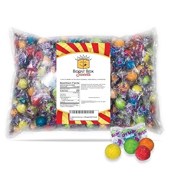 Cry Baby Extra Sour Fruit Gumballs, 5 Pound Bulk Bag Approx 400 Pieces Individually Wrapped Gumballs, Chewing Bubble Gum, Colorful Gum Balls, Sour Gum